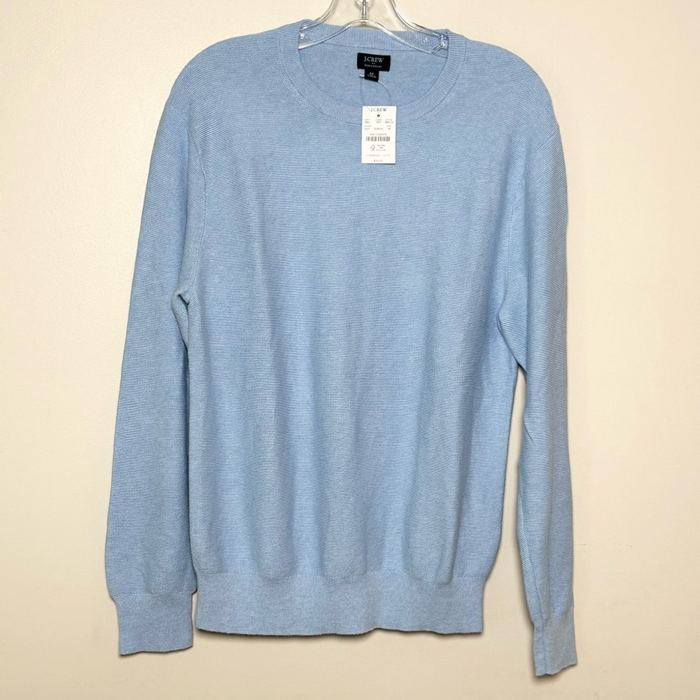 NWT J. Crew cotton crewneck Men's Light Blue Sweater